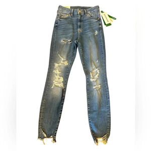 H&M High Waist Distressed Raw Hem Super Skinny Jeans Women’s Size 26